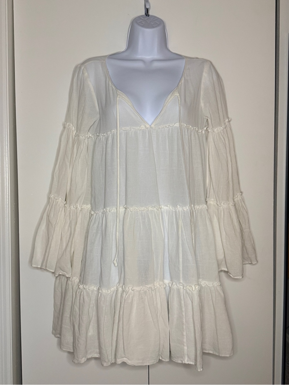 BCBGMaxAzria White Tiered Dress